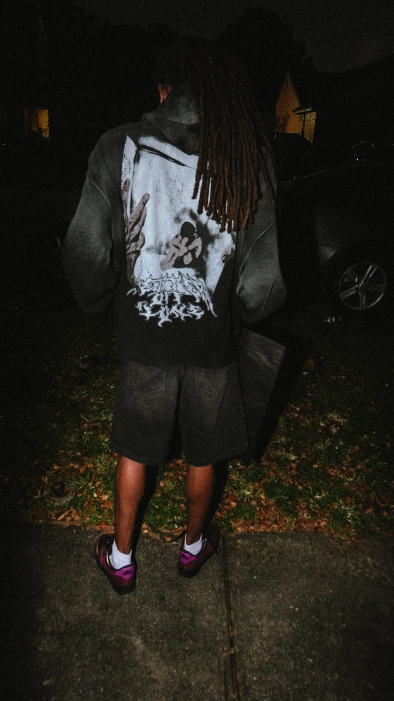 Better Off Alone Acid Wash Thermal Zip up