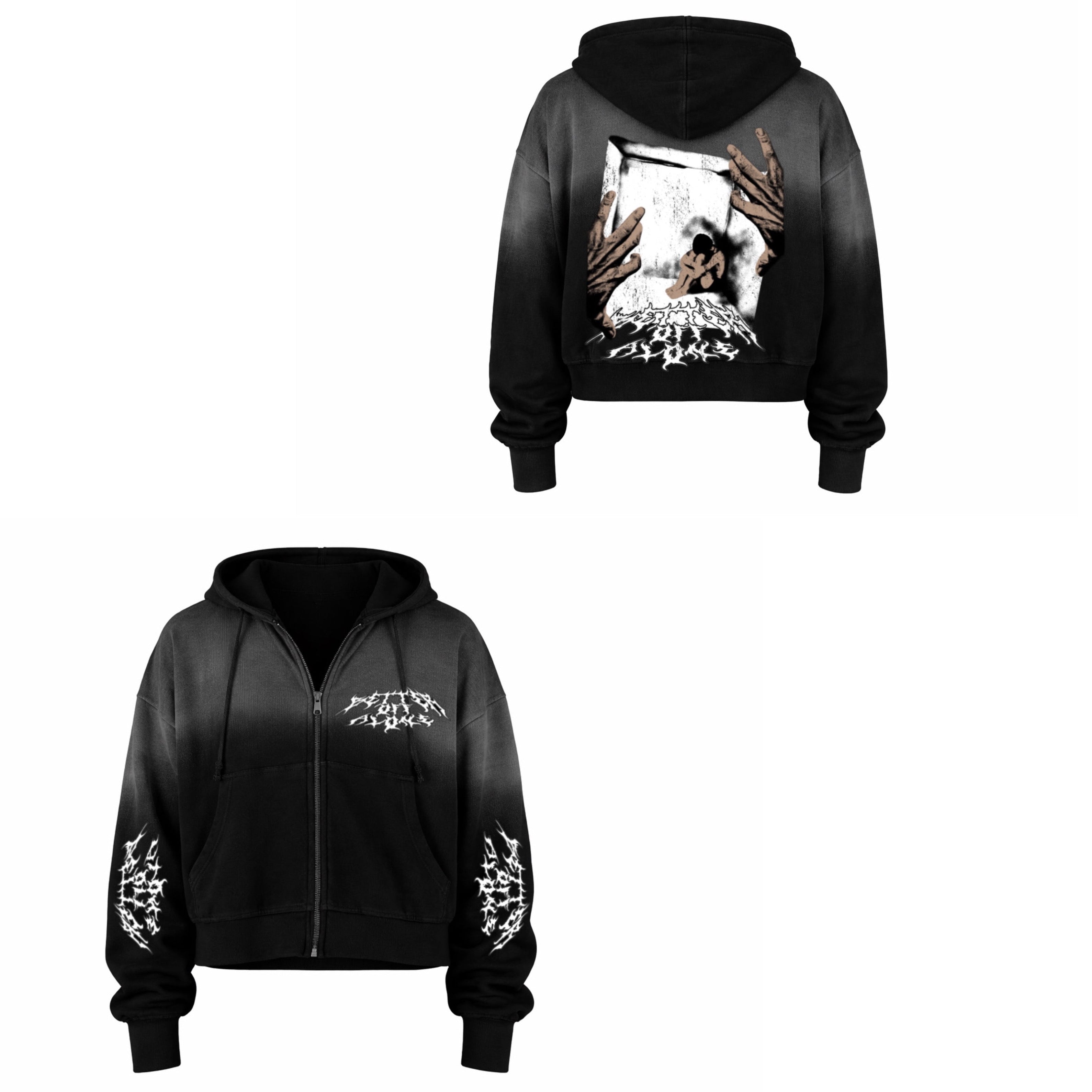 Better Off Alone Acid Wash Thermal Zip up (MADE TO ORDER)