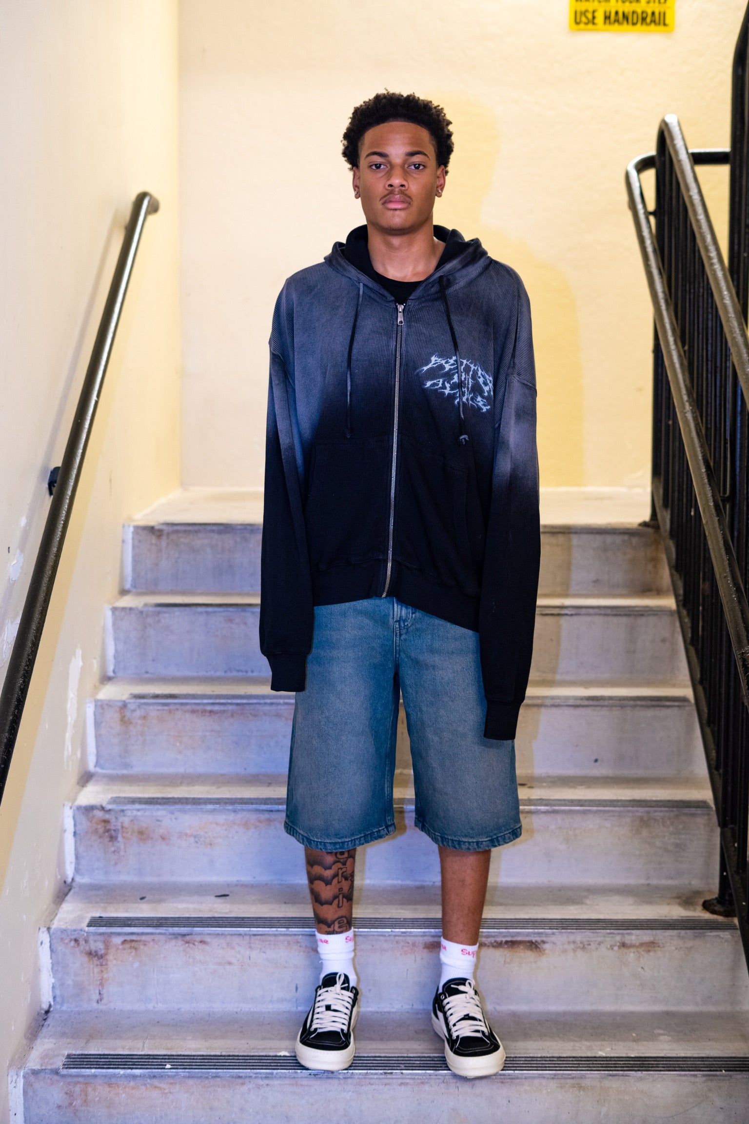 Better Off Alone Acid Wash Thermal Zip up