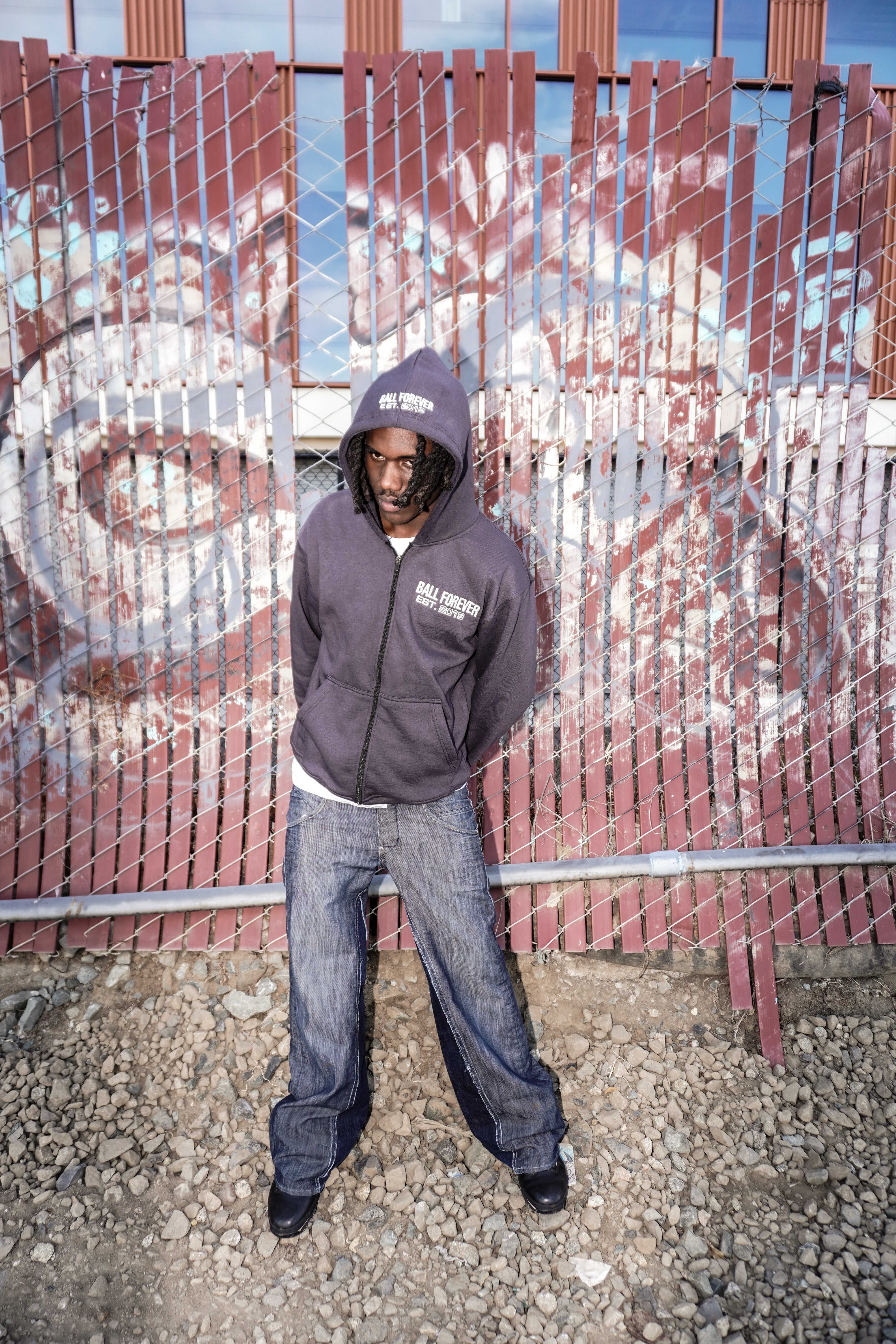 Ball Forever Est Dark Gray Embroidered logo Zip Up