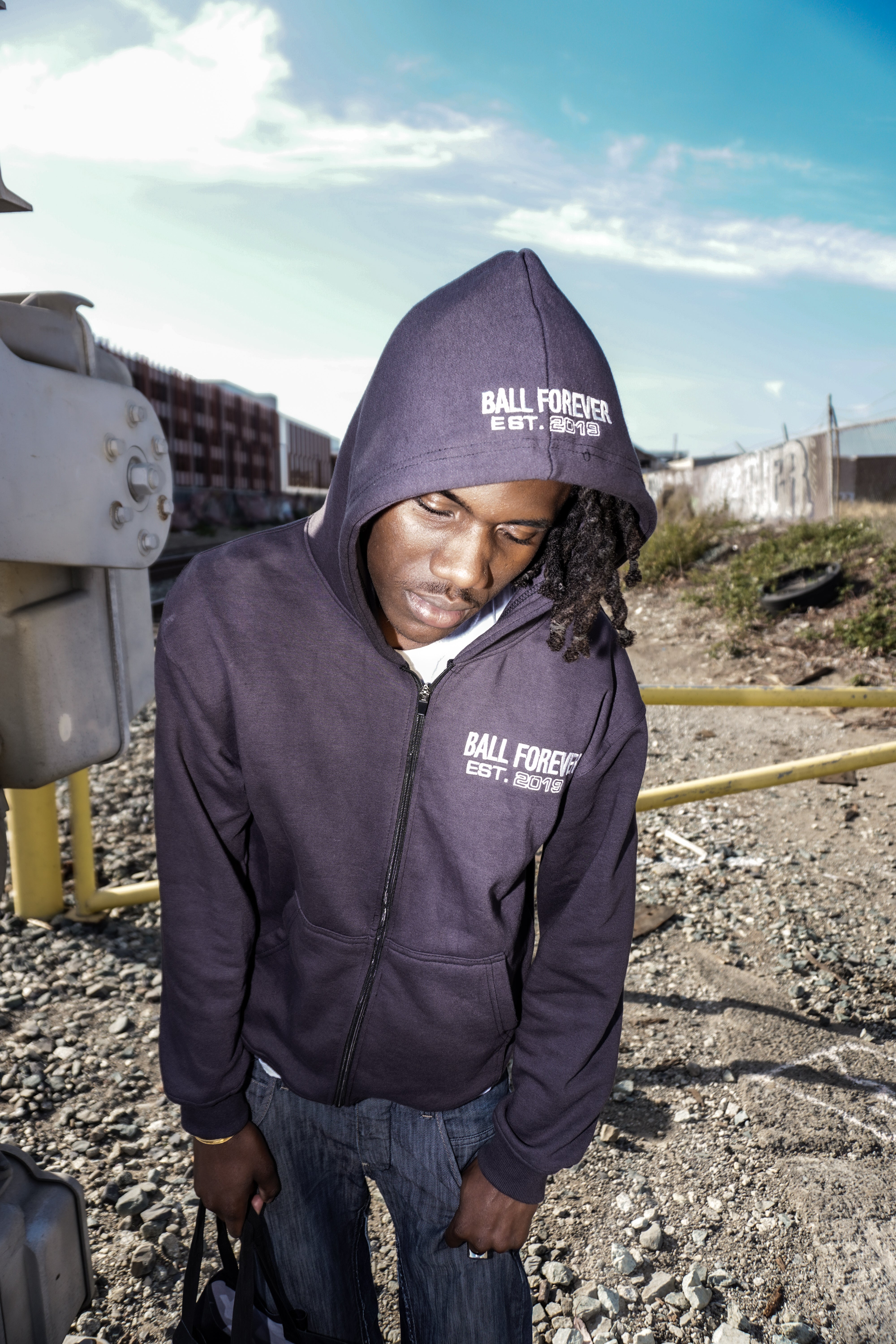 Ball Forever Est Dark Gray Embroidered logo Zip Up