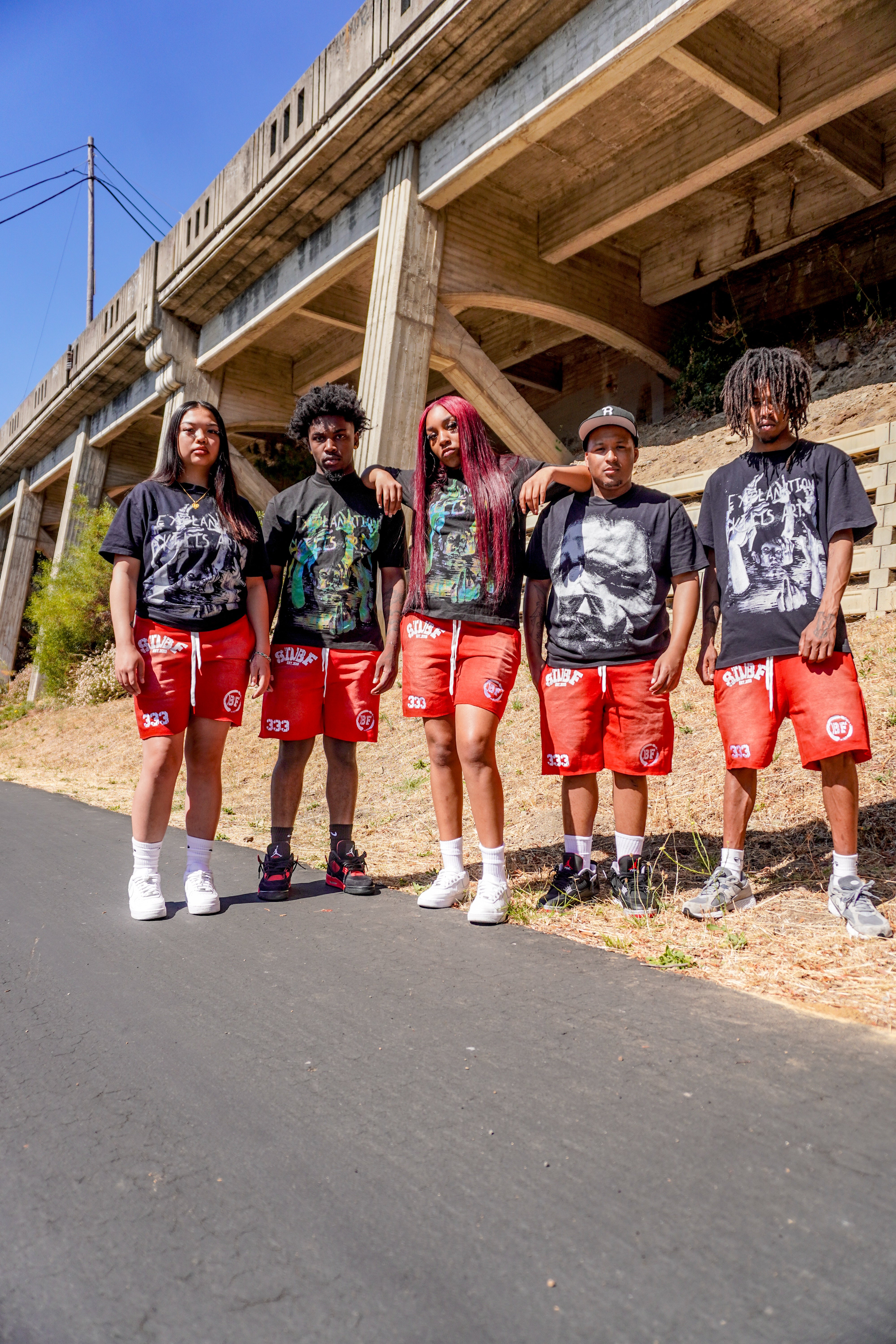 Red Triple Logo Mesh Shorts