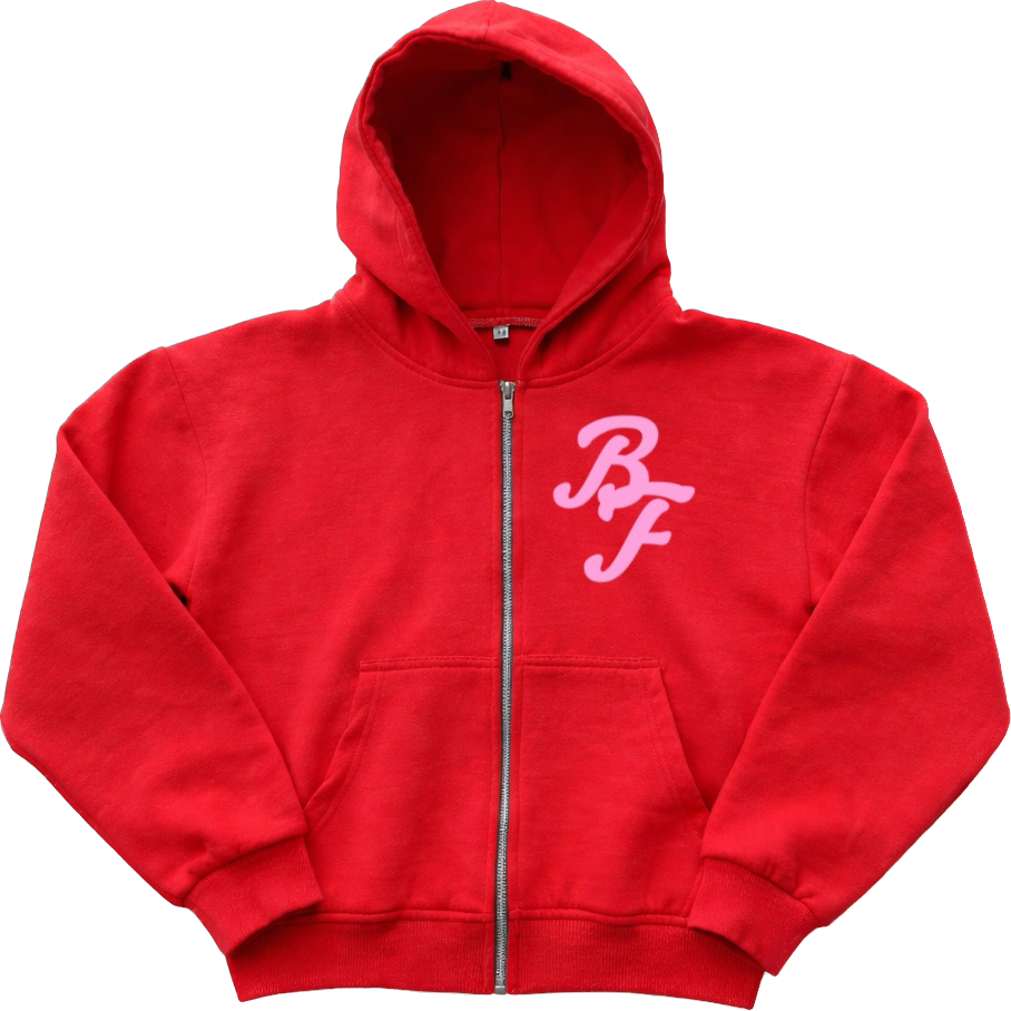 SmallWHeart Forever Embroidered Zip Up Hoodie V1 (RED)
